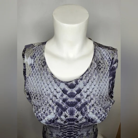 Andrew Marc Size 6 Backless Dress with Snake Print - Blue and Gray - Picture 4 of 12